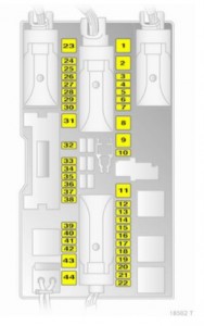 Opel Zafira Family - bezpieczniki - bagażnik wersja B