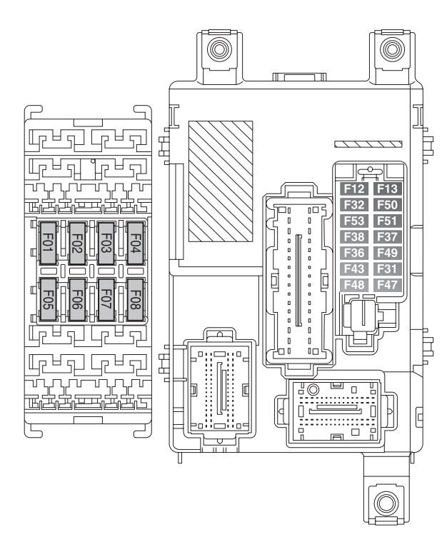 Fiat Doblo Panorama (od 2014 roku) bezpiecznik schemat