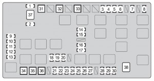 Toyota FJ Cruiser - fuse box - engine compartment (type A)