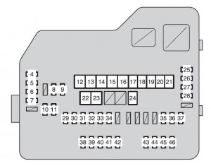 Toyota Highlander mk2 - fuse box - engine compartment (type A - fuse block)