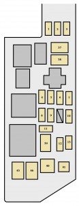 Toyota Sienna mk1 - fuse box - engine compartment (without towing package)