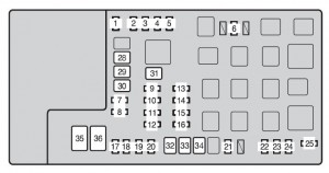 Toyota Tacoma mk2 - fuse box - engine compartment (type A)