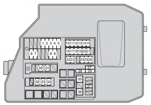 Toyota Matrix mk2 - fuse box - engine compartment