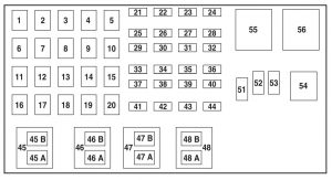 Mazda B-Series - fuse box - power distribution box (3. 0L and 4.0L engine)