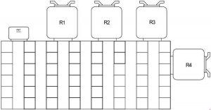 BMW 3 Series E36 and E35/5 - fuse box diagram - connector strip under LH side of dash