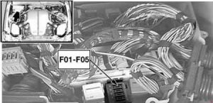 BMW 6-Series (E63 and E64) - fuse box diagram - engine compartment (S85)