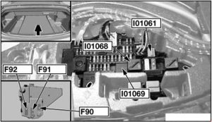 BMW 6-Series (E63 and E64) - fuse box diagram - in rear