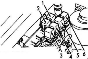 Infiniti G20 - fuse box diagram - engine compartment relay box