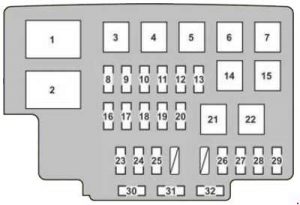 Lexus RX 350 - fuse box diagram - engine compartment fuse box