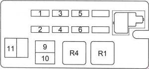 Toyota 4Runner - fuse box diagram - engine compartment fuse box (version 1)