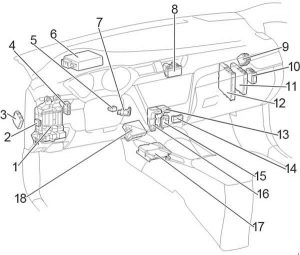 Toyota Avensis - fuse box diagram - passenger compartment LHD