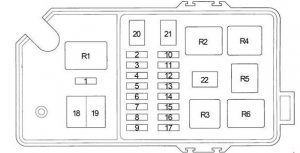 Toyota Hilux - fuse box diagram - engine compartment fuse box (type 1)