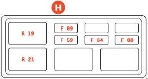 Ferrari 599 - fuse box diagram - luggage compartment - box H