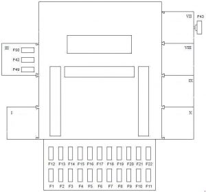 Ford Fiesta - fuse box diagram - passenger compartment (type 1) LHD