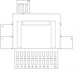 Ford Fiesta - fuse box diagram - passenger compartment (type 2) RHD