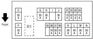 Infiniti FX35 - fuse box diagram - engine compartment (E12)