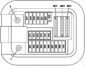 Mercedes-Benz S-Class (w222) - fuse box diagram - front passenger footwell