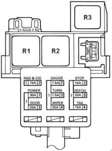 Toyota MR2 - fuse box diagram - left kick panel