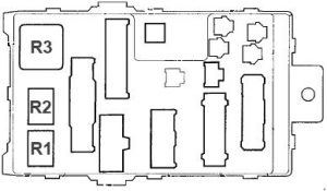 Acura MDX - fuse box diagram - Driver's Under-dash Fuse/Relay Box (back side)