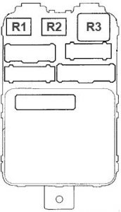 Acura MDX - fuse box diagram - Passenger's Under-dash Fuse/Relay Box (back side)