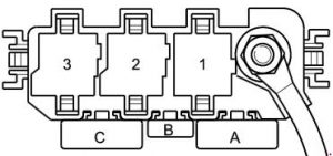 Audi A2 - fuse box diagram - relay carrier (3 point)