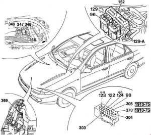 Fiat Marea - fuse box diagram - location - engine  compartment - diesel