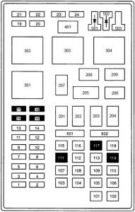 Ford Excursion - fuse box diagram - engine compartment