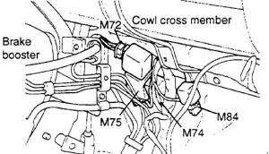 Hyundai H100 - fuse box diagram - Wiper intermittent relay (M74), Fuel filter relay (M84)