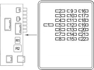 Lexus LS 430 - fuse box diagram - passenger compartment - box 2 (passenger side)