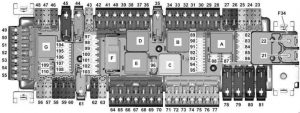 Mercedes-Benz A-Class w176 - fuse box diagram - front passenger foot-well