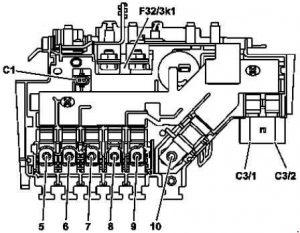 Mercedes Benz C-Class w205 - fuse box diagram - engine compartment - prefuse (variant 2)