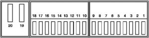 Mercedes-Benz E-Class w210 - fuse box diagram - rear seat below seat bench 