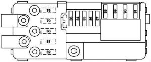Mercedes-Benz ML w164 - fuse box diagram - battery compartment-prefuse