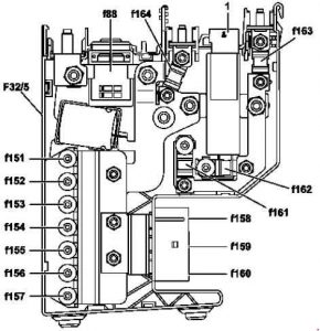 Mercedes-Benz SLK (R172) - fuse box diagram - front prefuse - without ECO start/stop