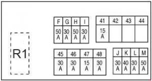 Nissan X-Trail - fuse box diagram - engine compartment E4 - engine MR