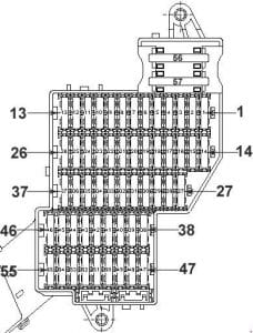 Volkswagen Tourer - diagrama de la caja de fusibles - asignación de fusibles en la caja de fusibles, tablero de instrumentos izquierdo