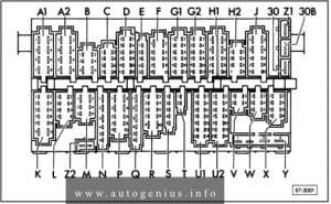 Volkswagen Jetta (mk1, 1979 - 1984)- fuse and relay box diagram - rear connection