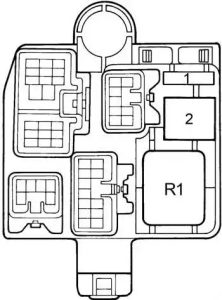 Lexus ES 300 (XV10) - fuse box diagram -passenger compartment fuse box no. 3 (right kick panel)