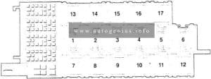 Audi 100 (C3; 1983 - 1991) - fuse and relay box diagram (auxiliary relay panel)