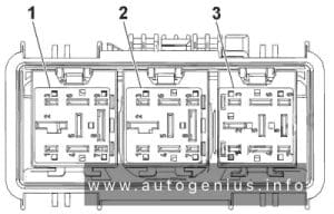 Chevrolet Cruze (J300; 2008 - 2016) - fuse and relay box diagram - engine compartment (relay box)