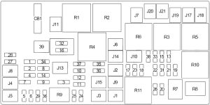 Jeep- Wrangler JK - fuse box diagram - engine compartment