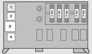 BMW X5 - fuse box diagram - relay block under the glove compartment