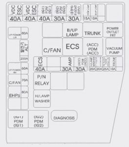 Hyundai Centennial - fuse box diagram - engine compartment (driver's side)