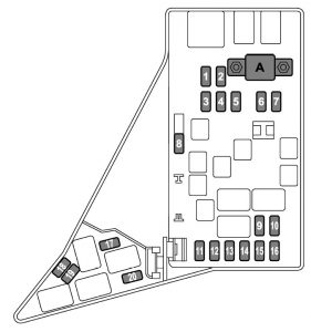 Subaru WRX - fuse box diagram - engine compartment (expect STI)