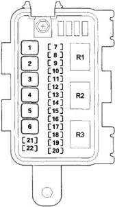 Honda Pilot - fuse box diagram - engine compartment box 2
