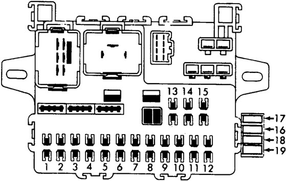 Honda CR-X (1984 - 1987) - fuse box diagram - Auto Genius  Crx Si Main Relay Through Headlight Wiring Diagram    Auto Genius