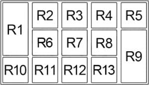 Audi A8 - fuse box diagram - passenger compartment relay box no. 2