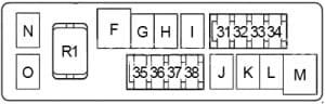 Infiniti EX37 - fuse box diagram - engine compartment box 2