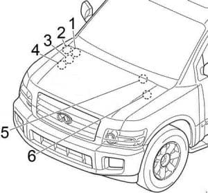 Infiniti QX 56 - fuse box diagram - engine compartment