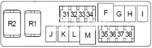 Infiniti M35 - fuse box diagram - engine compartment box no. 2